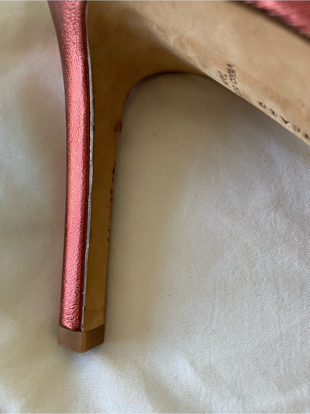 Veronica Beard Metallic Red & Gold Knotted Strap Heels - Picture 8 of 13